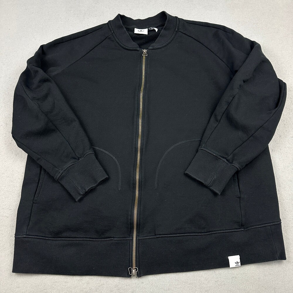 Adidas Track Jacket Men 2XL Black Full Zip Training Pocket Blade Collar XXL